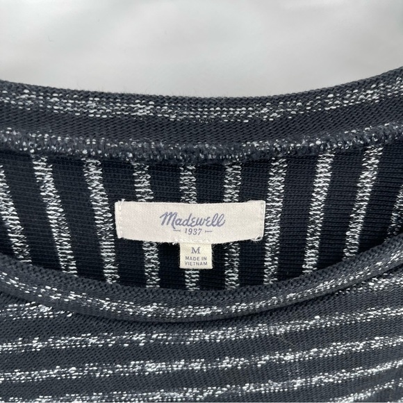 Madewell Black Marled Stripe Long Sleeve Top Women’s High Lo Size Medium - Picture 7 of 9